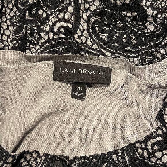 Lane Bryant Cardigan Sweater Whimsigoth Boho Minimalist Cozy Paisley Gray 18 20 - Picture 3 of 5